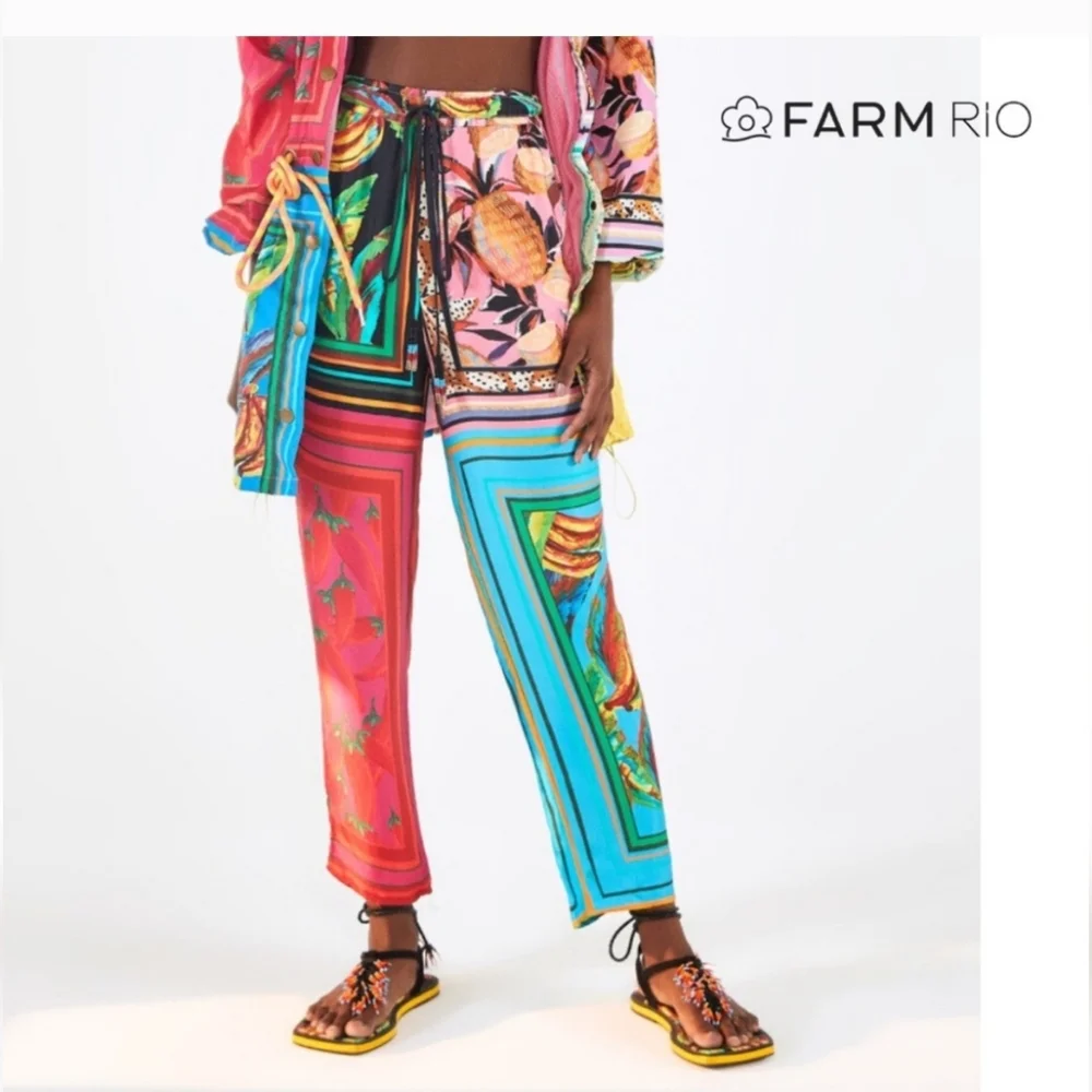 FARM RIO Tropical Mixed Scarf Pants - Picture 3 of 14